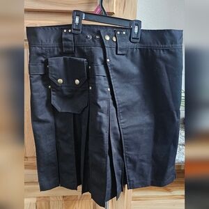 Black Utility Kilt Skirt